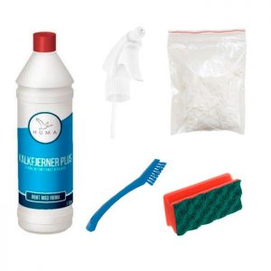 Pakke med rengøringsudstyr til kalkfjerning på badeværelsesfliser